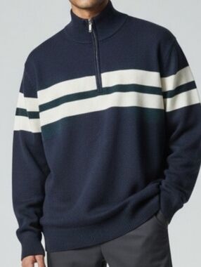 Tommy Hilfiger Vintage Men's black and White Zip-Up Sweater